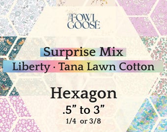 EPP Hexie in Liberty Tana Lawn Set of 50 Mystery Mix | Hexagon 1/4 or 3/8 | English Paper Piecing Quilt | EPP FPP
