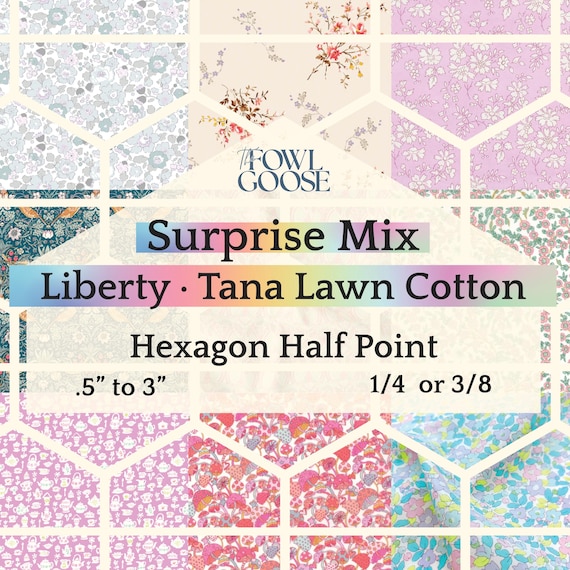 Liberty Tana Lawn Hexie Halves: English Paper Piecing Set of 50