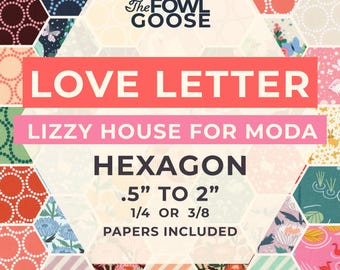 Love Letter EPP Hexie Set of 74 | Lizzy House for Moda Fabrics, English Paper Piecing