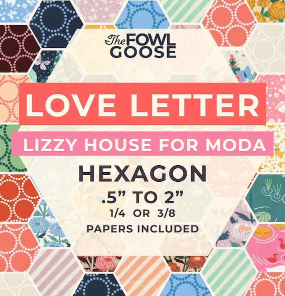 Love Letter EPP Hexie Set of 74 | Lizzy House for Moda Fabrics, English Paper Piecing