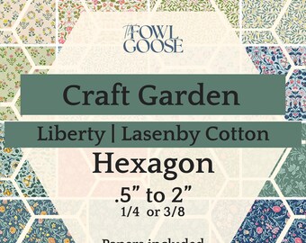Liberty Fabric Hexagon Set: Craft Garden in Lasenby Cotton, English Paper Piecing