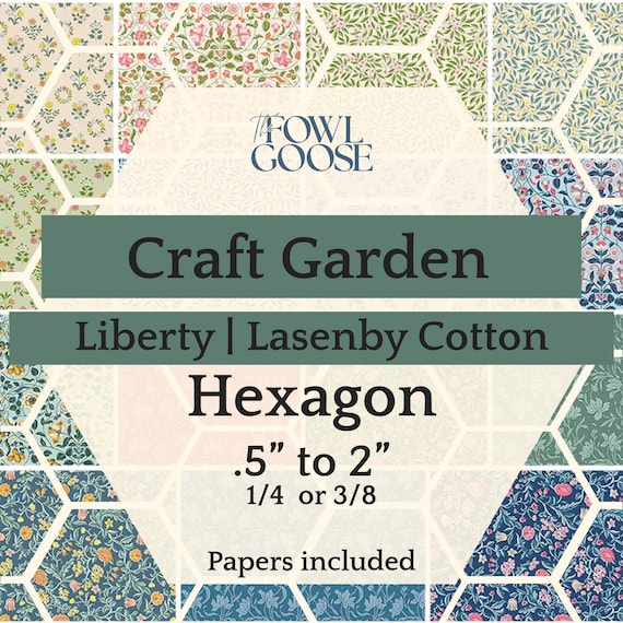 Liberty Fabric Hexagon Set: Craft Garden in Lasenby Cotton, English Paper Piecing