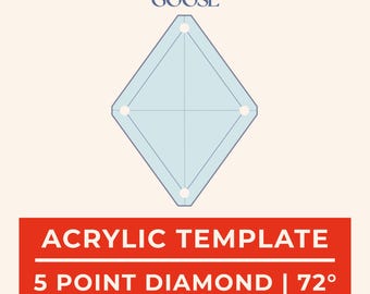 Diamond 5 point 72 Degree Acrylic EPP Template: 1/4 & 3/8 Seam Allowance