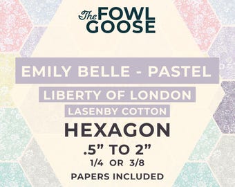 Liberty Fabric Hexagon Set: Emily Belle Pastels in Lasenby Cotton, English Paper Piecing