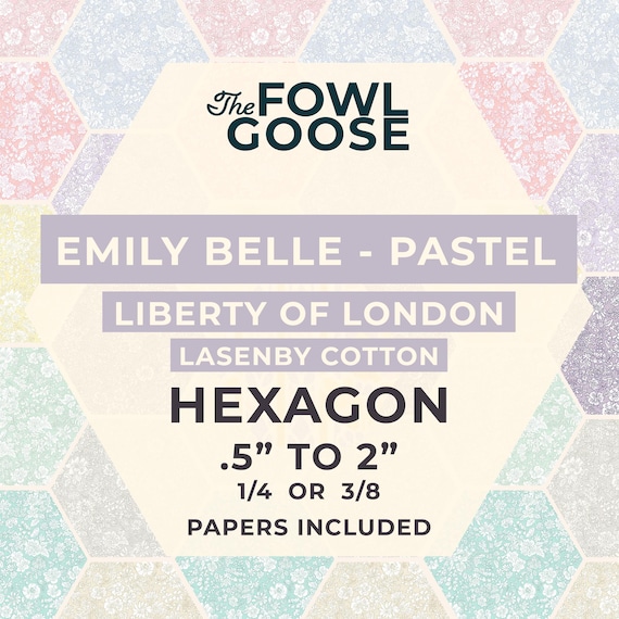 Liberty Fabric Hexagon Set: Emily Belle Pastels in Lasenby Cotton, English Paper Piecing
