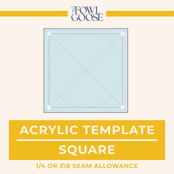 Square Acrylic EPP Template: 1/4" & 3/8" Seam Allowance
