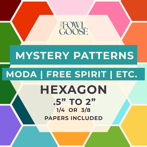 Mystery Pattern Pack Set of 50 Fabric Hexagons: English Paper Piecing