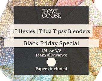 Tilda Tipsy Blenders Fabric Hexagon Set of 50: Floral, English Paper Piecing