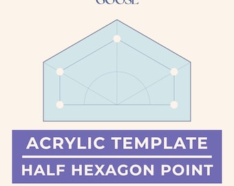 Hexagon Half Point Acrylic EPP Template: 1/4 & 3/8 Seam Allowance