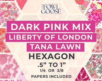 Liberty Tana Lawn Hexie Set: Dark Pink EPP Quilt Pieces
