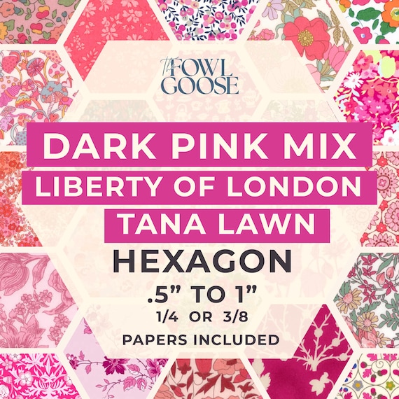 Liberty Tana Lawn Hexie Set: Dark Pink EPP Quilt Pieces