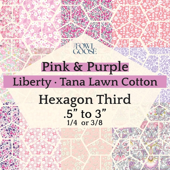 Liberty Tana Lawn Hexie Set: Pink & Purple English Paper Piecing - 1/4" or 3/8"