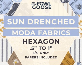 Sun Drenched Fabric Hexagon Set of 62: Floral, English Paper Piecing