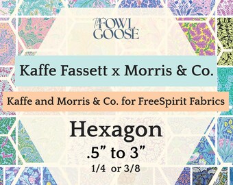 EPP Hexie in Morris and Co x Kaffe Fassett Set of 50 | Hexagon 1/4 or 3/8 | English Paper Piecing Quilt | EPP FPP