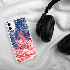 Red White and Blue Swirl iPhone Case