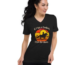 If I Was A Cowboy I’d Be The Queen, Miranda Lambert lyric concert shirt, cowgirl shirt-country western music fan V-Neck T-Shirt