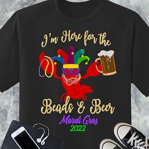 Mardi Gras Shirt,  Mardi Gras T-shirt, Womens Mardi Gras shirt,  Mardi Gras Tee, Fat Tuesday T-shirt, Mardi Crayfish, Mardi Gras Beads