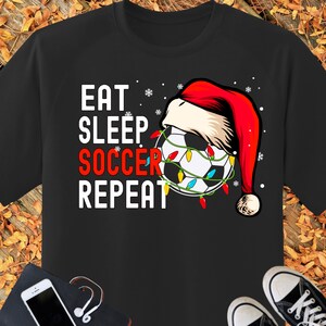 Christmas Soccer Santa Hat Shirt, Sports Xmas Tee, Funny Soccer Christmas Shirt, Soccer Lovers Gift, Soccer Team Tee, Xmas Sports Gift