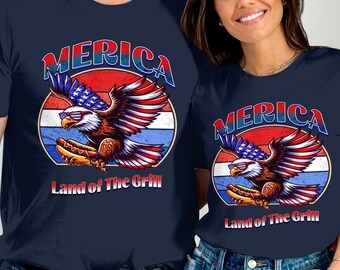 Camiseta de águila americana con perrito caliente, camiseta del 4 de julio, camiseta con bandera estadounidense, águila americana con salmonete, camiseta infantil del 4 de julio, camiseta del Día Patriótico, cerveza