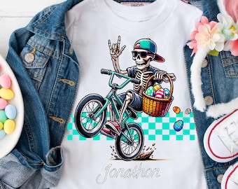 Personalized Easter Boys Shirt, Boy Easter Name Shirt, Easter Bunny BMX Shirt, Custom Easter Name Shirt, Kids Toddler Shirt, Easter Gift
