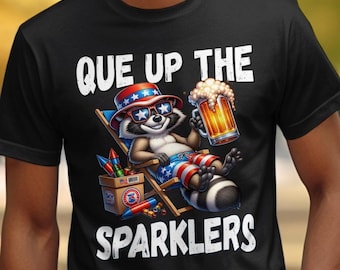 Juli 4th Waschbär Shirt: Bierliebendes USA T-Shirt