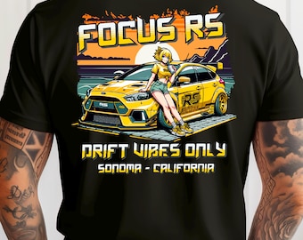Camiseta de carreras de drift JDM: Chica Anime - Ford Focus RS