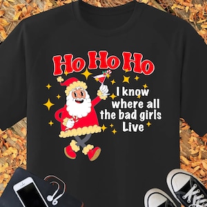 Retro Waar Mijn Ho&#39;s At - Grappig Vintage Grafische Kerst HO shirt, Ik Doe Het Voor De Ho&#39;s T-shirt, Lelijke Kerstman Shirt, Volwassen Humo