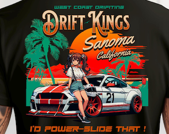 Camiseta de carreras de drifting JDM Mustang: Chica de anime