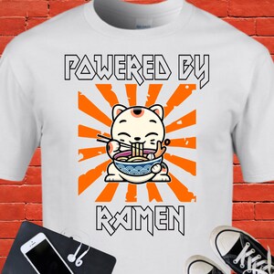 Powered by Ramen T-Shirt, Ramen Shirt, Japanese  Anime Shirt,  Ramen Lover Gift, Noodles Shirt, Noodle Lover Gift