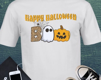 BOO - Halloween Pumpkin Ghost T-shirt, un tee-shirt cute Funny Spooky Happy Halloween