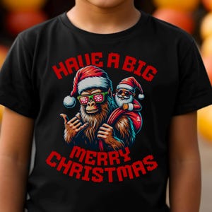 Boys Bigfoot Christmas Shirt, Sasquatch Christmas Tee, Boys Christmas Gift, Youth Bigfoot Lover Tee, Sasquatch Tree, Ugly Christmas Shirt