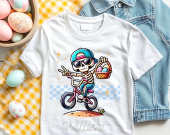 Personalized Easter Boys Shirt, Boy Easter Name Shirt, Easter Bunny BMX Shirt, Custom Easter Name Shirt, Kids Toddler Shirt, Easter Gift