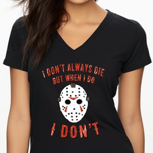 Horror Movie Killer V-Neck T-Shirt, Jason Mask V- Neck Shirt, Halloween Costume, Halloween Friday The 13th Apparel, Horror Movie Fan Gift