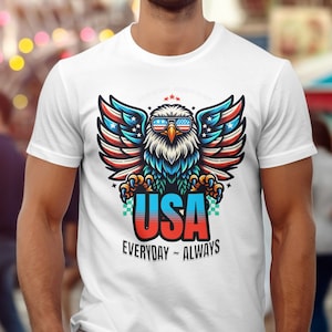 Camiseta del 4 de julio, camiseta con la bandera estadounidense, bandera estadounidense con águila, camiseta con águila estadounidense, camiseta con la bandera del águila, regalo patriótico, camiseta del 4 de julio