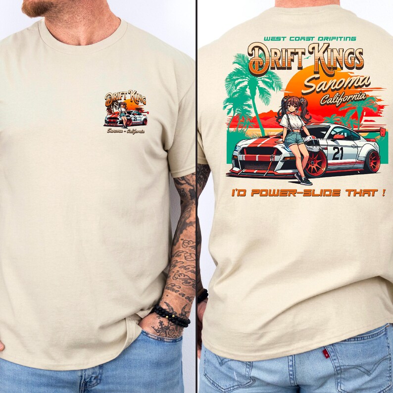 Drift Kings T-Shirt, Sonoma California Car Drifting Graphic Tee, West Coast Racing Shirt, Anime Car Drifting Fan Gift