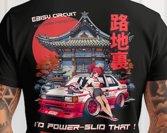 Koszulka wyścigowa JDM, Koszulka wyścigowa Drift, Koszulka dla entuzjastów samochodów JDM, Prezent dla niego z driftingu, Odzież wyścigowa inspirowana anime, Fajny projekt samochodu wyścigowego
