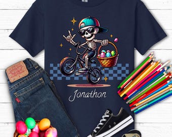 Personalized Easter Boys Shirt, Boy Easter Name Shirt, Easter Bunny BMX Shirt, Custom Easter Name Shirt, Kids Toddler Shirt, Easter Gift