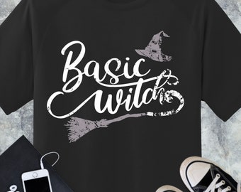 Camiseta básica de bruxa, camiseta de bruxa, camisa engraçada, Starbucks, camisa de Halloween, camiseta de bruxa, camisa de café, camisas de outono, camisas de outono