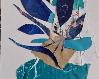 Collage blauw boeket