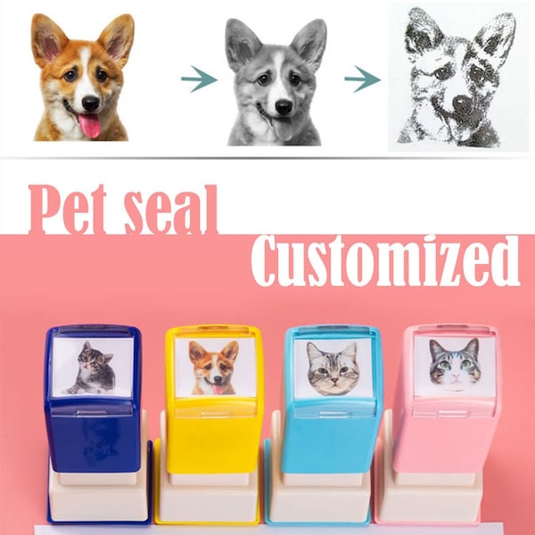 Custom Pet Head Portrait Stamp, Custom Cat & Dog Stamp From Photo, Personalize Stamp on Assignments, Kids Stamp, Valentine's Day Gift