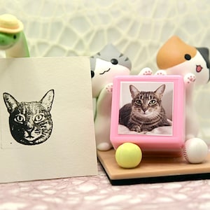 Tampon portrait de tête personnalisé, Tampon animal de compagnie personnalisé à partir d'une photo, Tampon auto-encreur, Tampon faire-part de mariage, Tampon fleurs, Tampon cadeau pour enfant