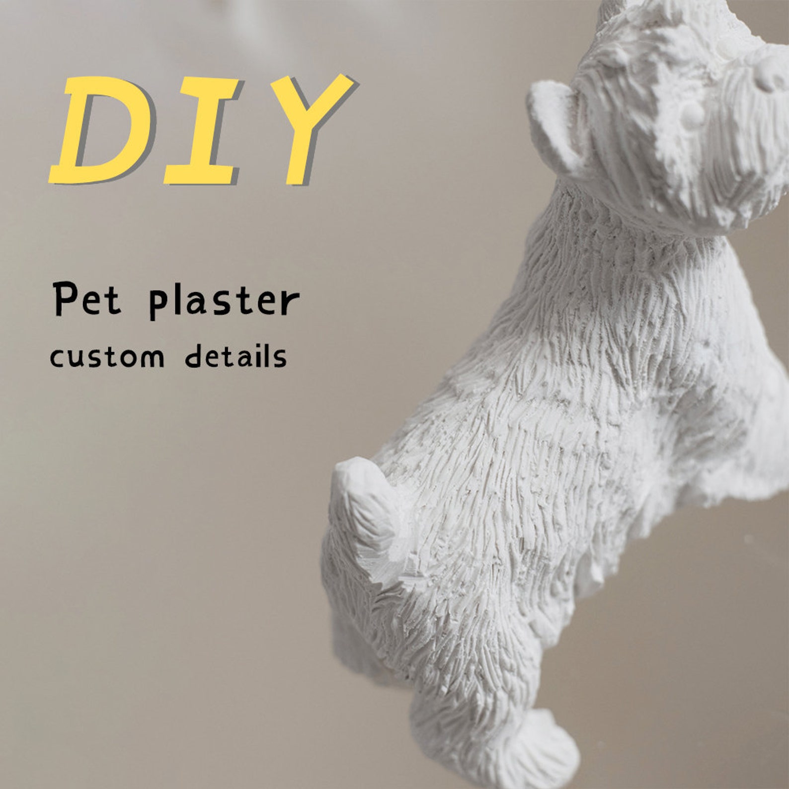 DIY Dog Plaster Painting Kit Cute Dog Portrait Paintable Etsy