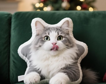 Custom Haustier Kissen - Personalisiertes Katzen Foto 3D Kissen | Umweltfreundliches Plüsch | High-Detail | Erinnerungsgeschenk für Haustierliebhaber | Maschinenwaschbar