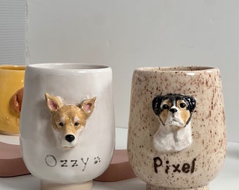 Taza con diseño de cabeza de mascota en 3D hecha a mano, personalizada y fabricada en los EE. UU., regalo de Navidad perfecto para los amantes de las mascotas, taza de té para mamá perro o papá gato