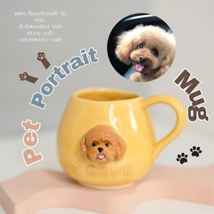 Handcrafted Custom Dog Portrait Mug - 3D Pet Head, Made in the USA, 300ml Dalma Mug, Dog Memorial Gift, Dog Tea Cup