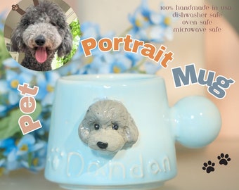 Handmade Personalized Cat Portrait Mug- Custom 3D Dog Mug, Made the USA, 200ml Mug, Cat Memorial Gift, Dog Coffee Cup,Name Cup, Gift for Mom