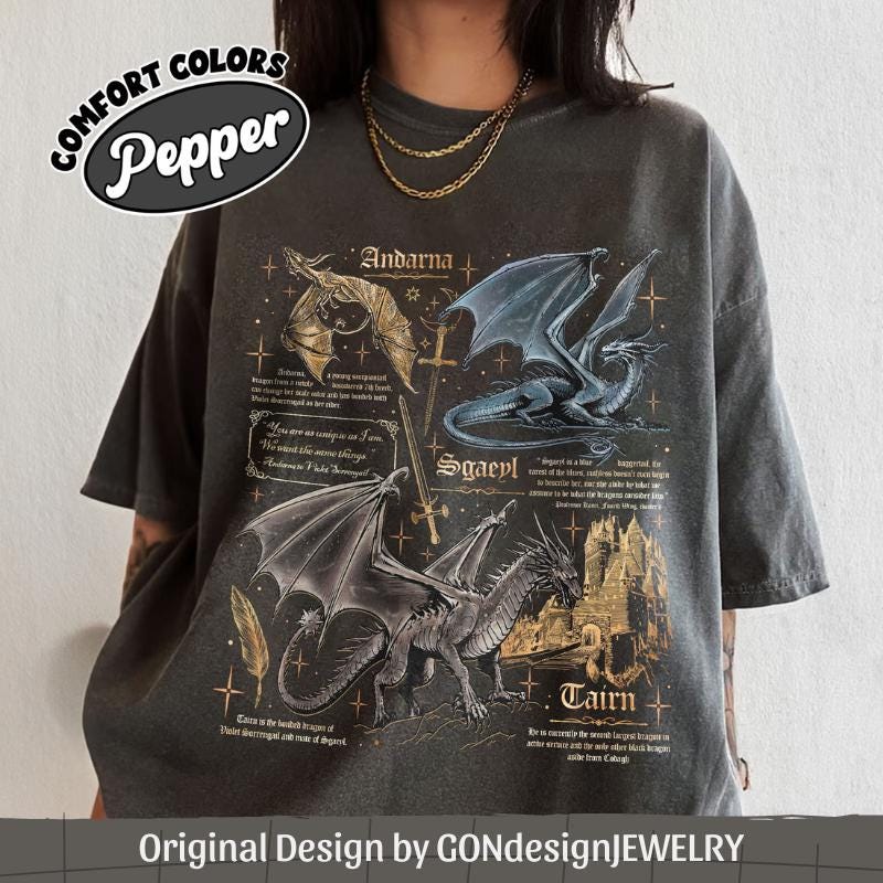 Fourth Wing Dragon Comfort Colors Shirt,  Tairn & Andarna TShirt, Basgiath War College Tee, Dragon Rider Shirt, Bookish Gift for Readers