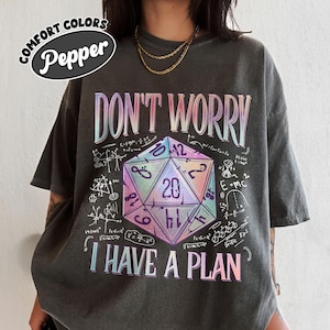 Don&#39;t Worry I Have a Plan Comfort Colors Shirt, D20 Dice Tshirt, D20 System Shirts, Funny Gamer Shirt, Gifts for Gamer, Playing Game Shirt