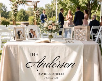 Custom Wedding Table Runner, Linen Sweetheart Table Sign, Personalized Table Runner with Names, Rustic Wedding Decor for Reception sign
