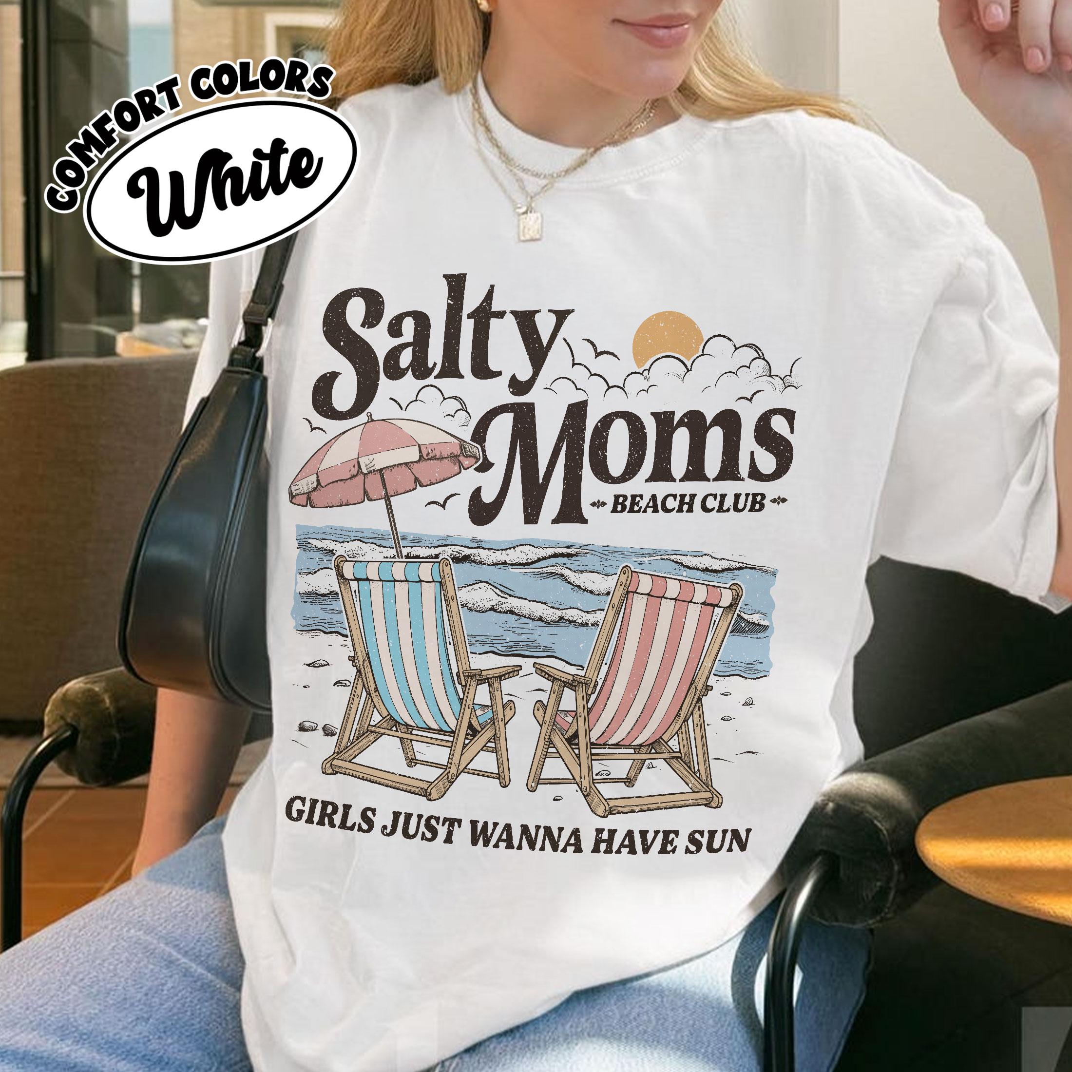 Salty Moms Beach Club Comfort Colors Shirt, The Beach Club Shirt, Aesthetic Beach Shirt, Mother’s Day Shirt Gift, Summer Vibes Tee